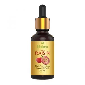 Huile de Pépin de Raisin BIOBEN 50ml 100% Pure et Naturelle. Pressée à Froid.